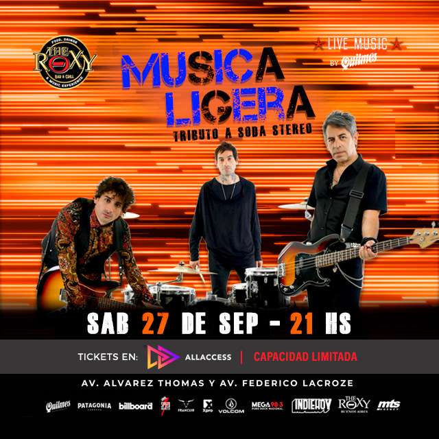 MUSICA LIGERA - TRIBUTO A SODA STEREO - 27 de Septiembre