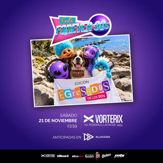 Flyer de FIESTA FOREVER 90s – Edición Egresados de los 90s