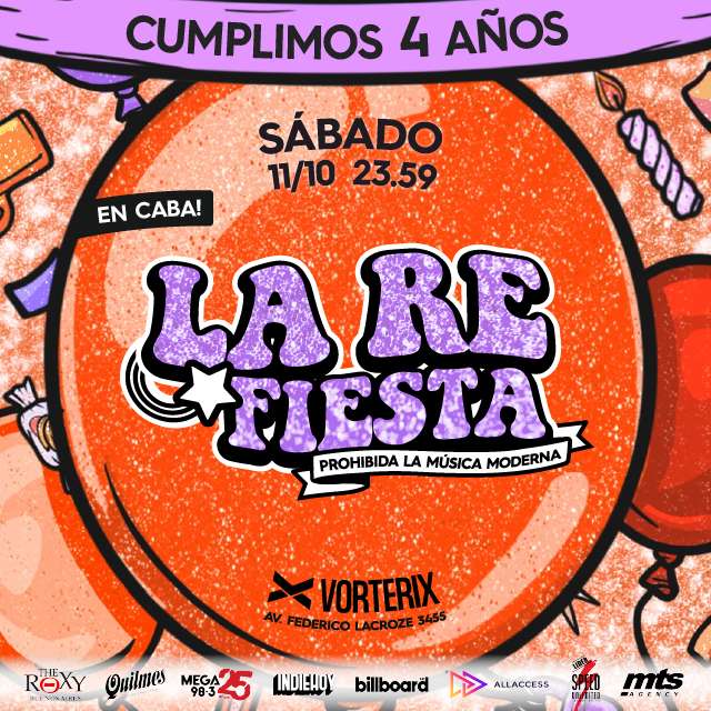 LA RE FIESTA CUMPLE 4 AÑOS! en Teatro Vorterix