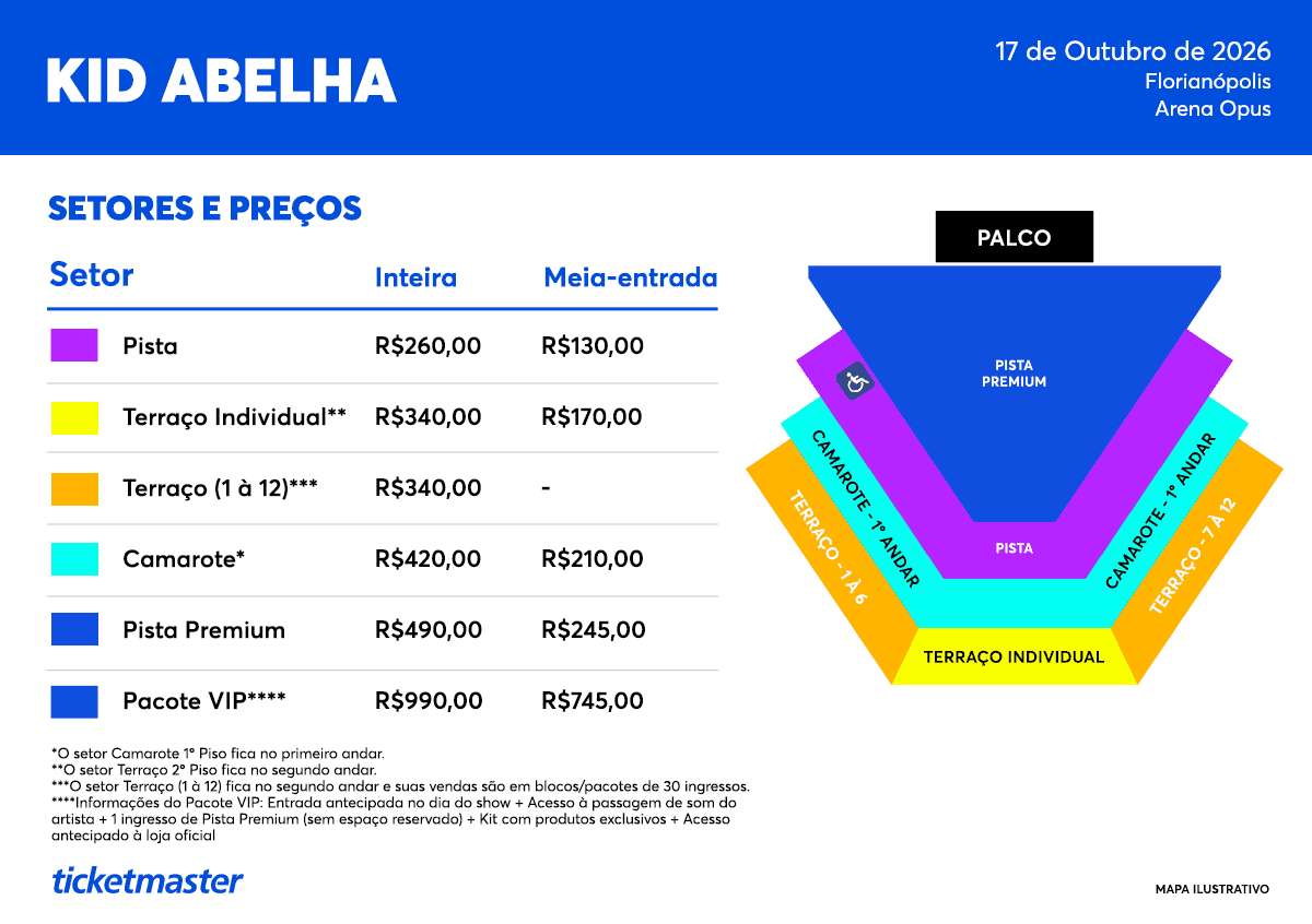 その他 Arena sep2000 Bridget Hall Kid Abelha - Florianópolis - 17/10/2026 - Venda Geral