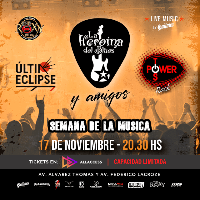 ULTIMO ECLIPSE, POWER TIOS & AMIGOS DE LA HEROINA DEL BLUES en The Roxy Bar & Grill