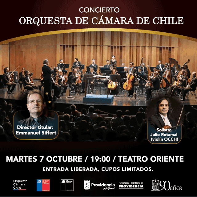 Concierto Orquesta de Cámara de Chile en Teatro Oriente