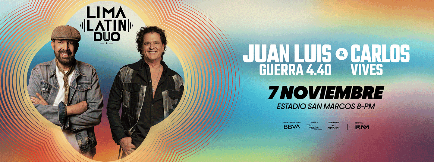 Banner Lima Latin Dúo - Juan Luis Guerra y Carlos Vives en Perú