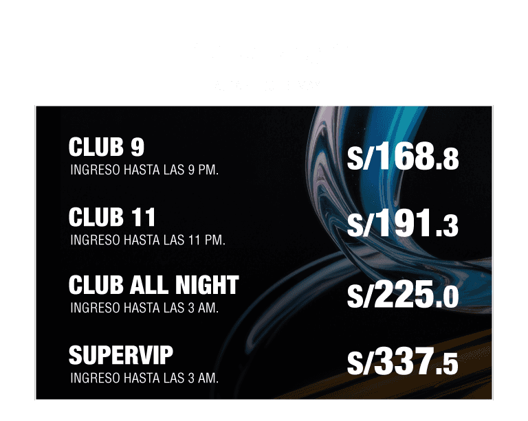 TABLA DE PRECIOS