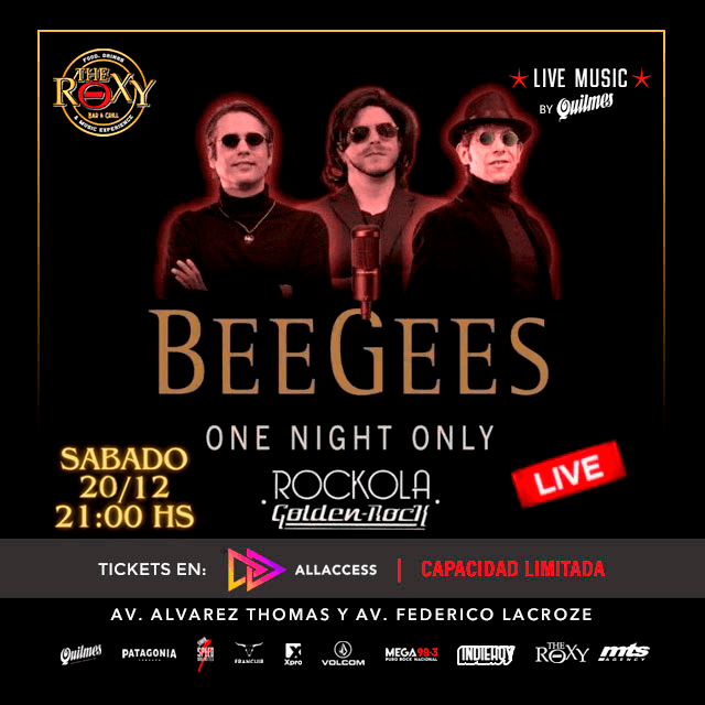 ROCKOLA GOLDEN-ROCK - TRIBUTO A BEE GEES: ONE NIGHT ONLY en The Roxy Bar & Grill