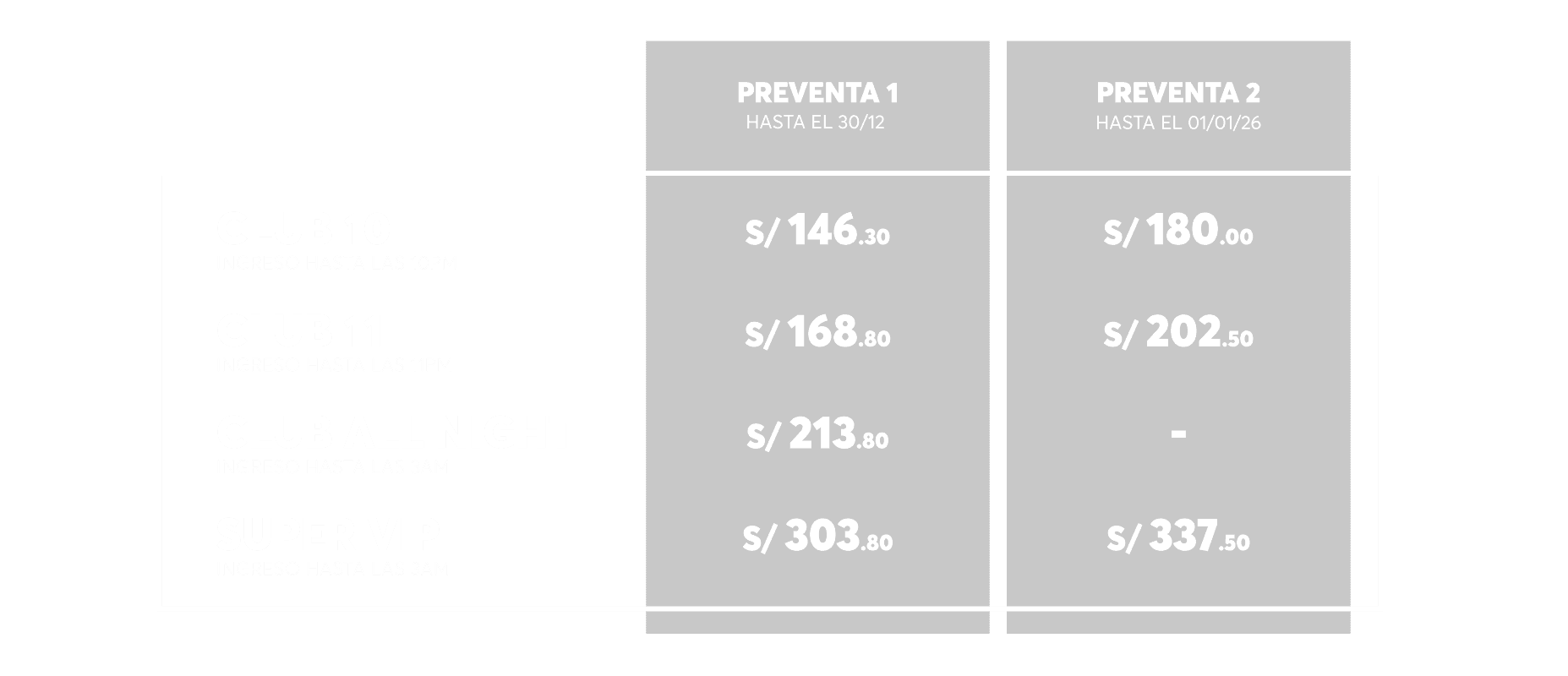 TABLA DE PRECIOS - image