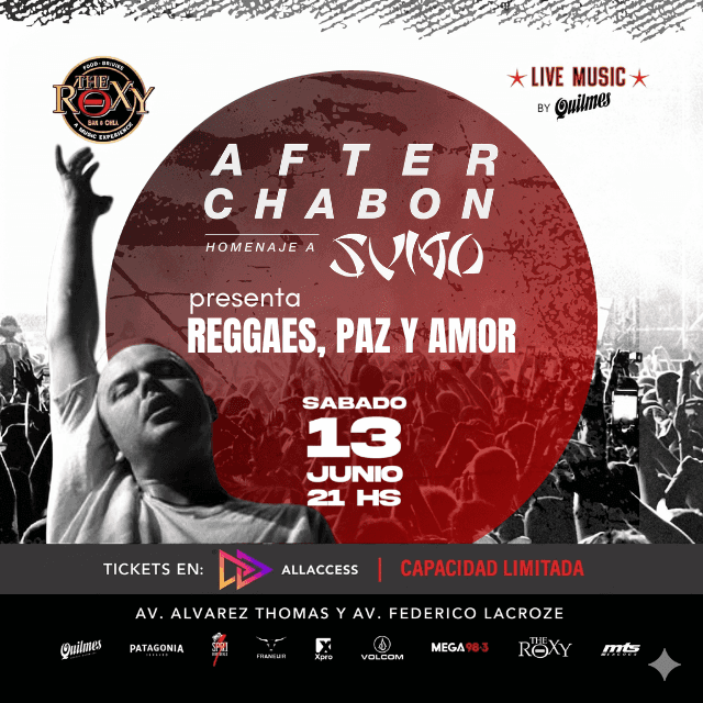AFTER CHABON – Reggaes ,Paz y Amor - Sábado 13 de Junio 2026