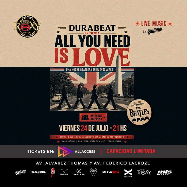 DURABEAT – ALL YOU NEED IS LOVE en The Roxy Bar & Grill