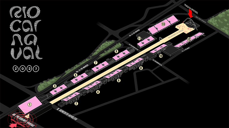 Mapa do Carnaval 2027 – Sambódromo Marquês de Sapucaí