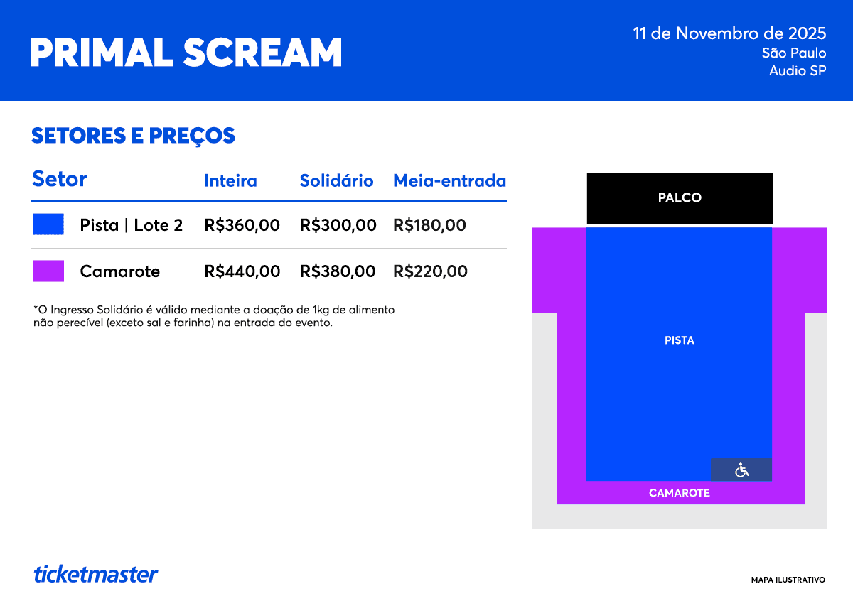 Primal Scream - São Paulo - 11/11/2025 - Venda Geral