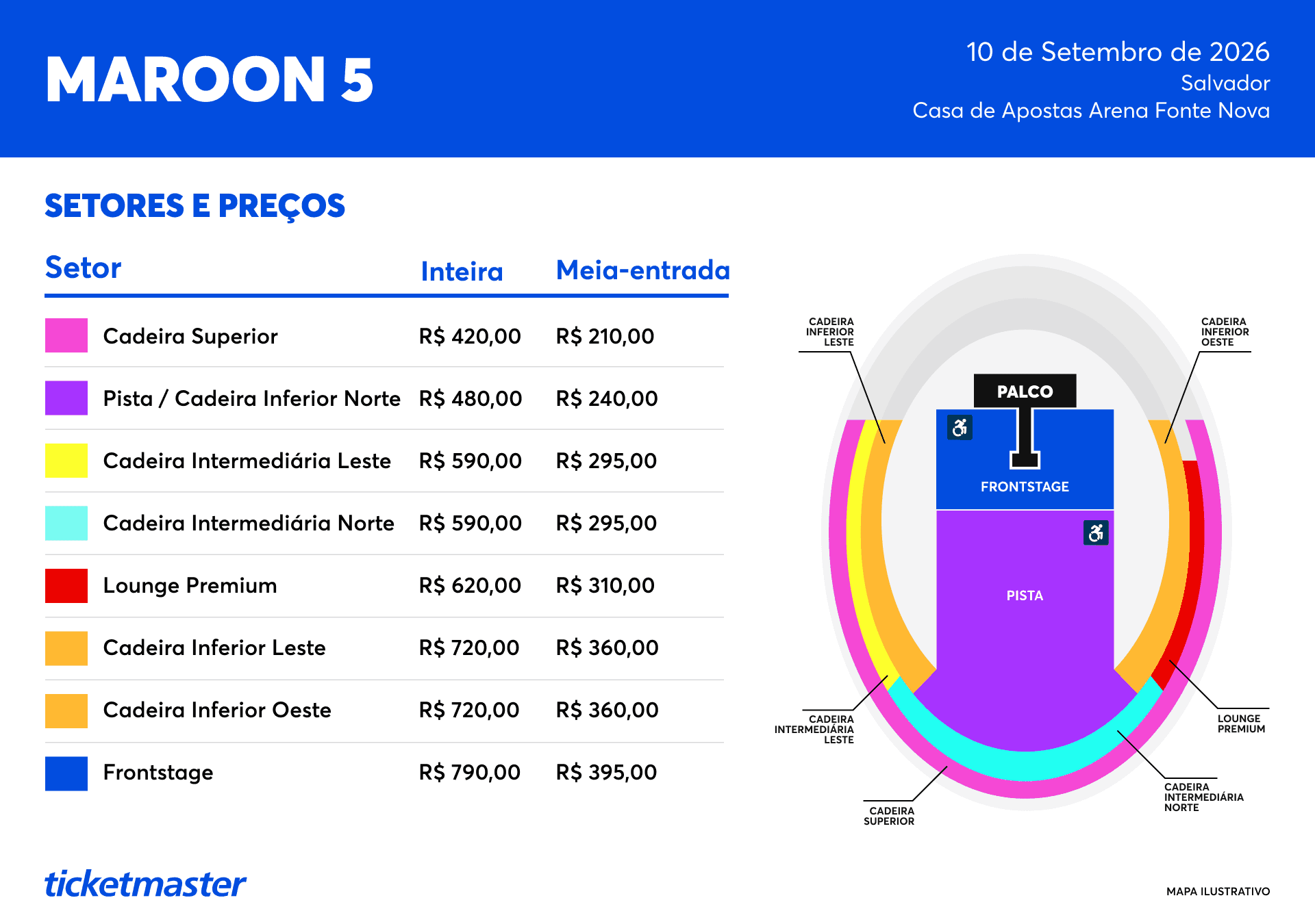 Maroon 5 - Salvador - 10/09/2026 - Venda Geral