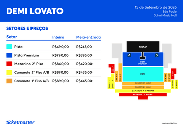 Mapa ilustrativo - Demi Lovato - Suhai Music Hall