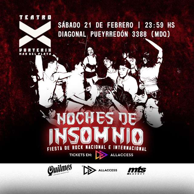 FIESTA NOCHES DE INSOMNIO EN MAR DEL PLATA en Teatro Vorterix Mar del Plata