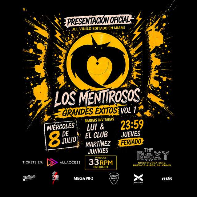 LOS MENTIROSOS GRANDES EXITOS VOL1 - Miércoles 8 de Julio 2026