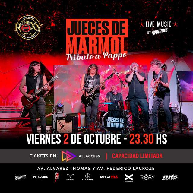 JUECES DE MARMOL – VUELVE AL ROXY BAR EL HOMENAJE AL CARPO en The Roxy Bar & Grill