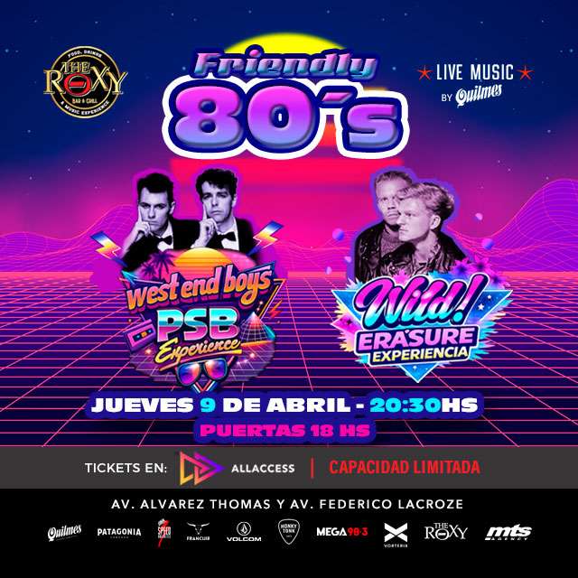 FRIENDLY 80´S en The Roxy Bar & Grill
