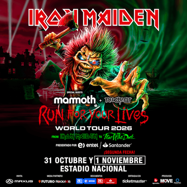 Iron Maiden - Run For Your Lives World Tour 2026 - 31 de Octubre y 1 de Noviembre 2026