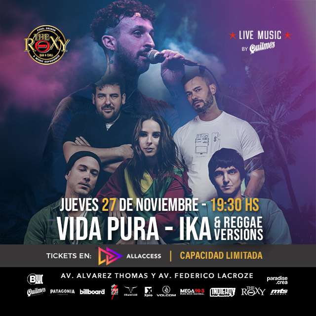 IKA & REGGAE VERSIONS + VIDA PURA - “Noche de reggae” en The Roxy Bar & Grill