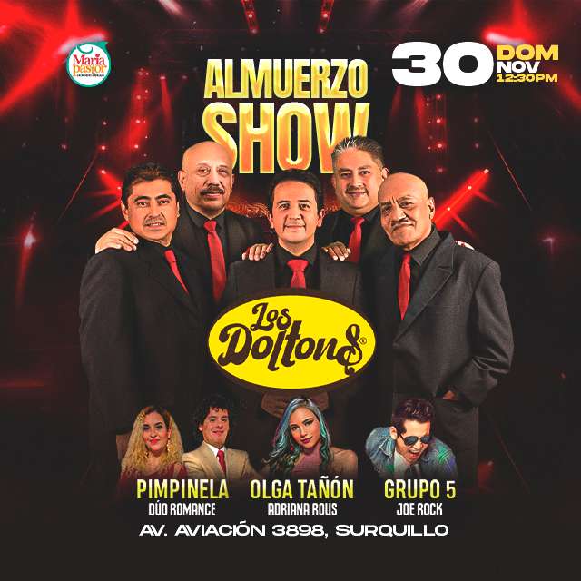 Almuerzo Show - Los Doltons 30 Noviembre en Maria Pastor - Aviación